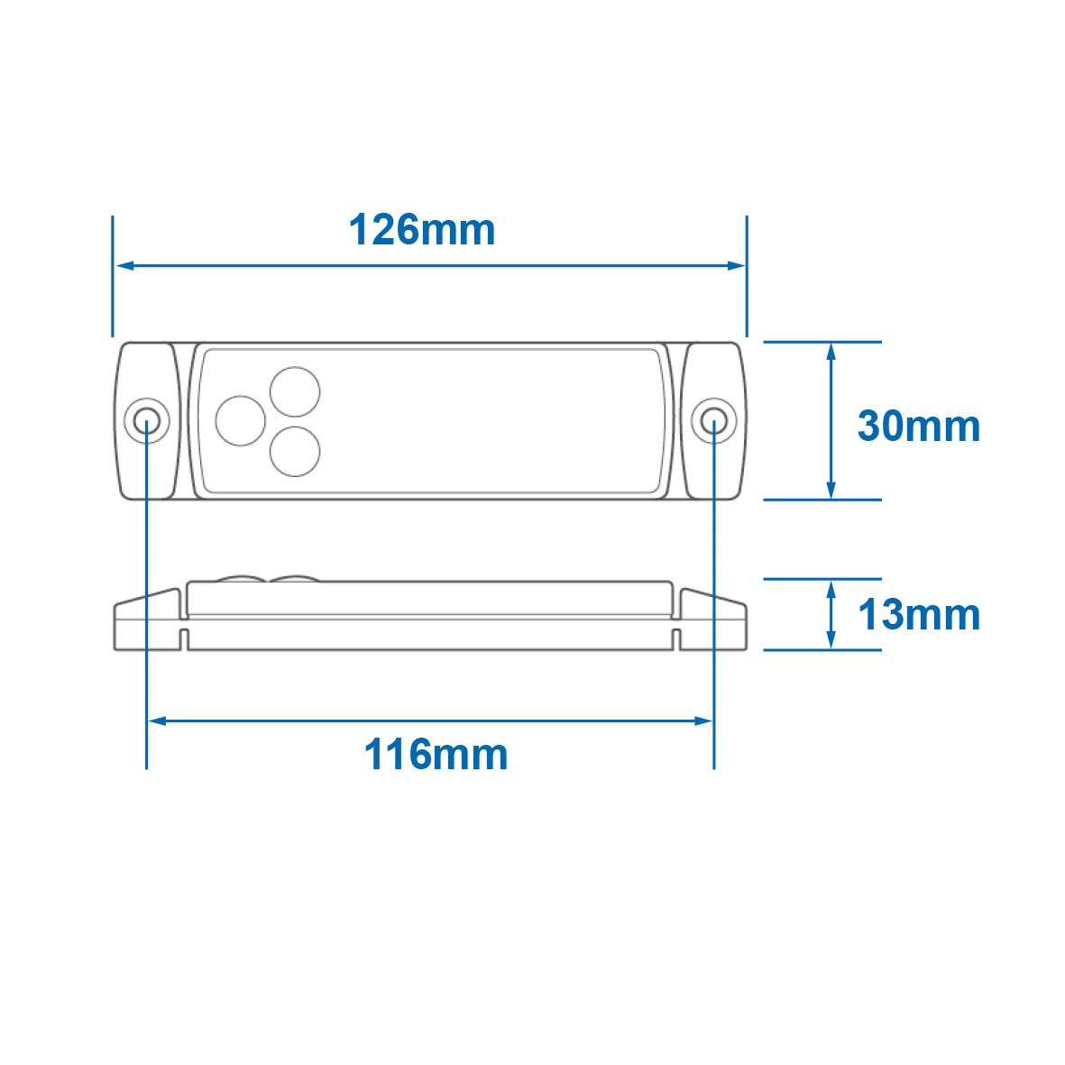 MARKERINGSLAMP 12/24V WIT 126X30MM LED (1ST) 4