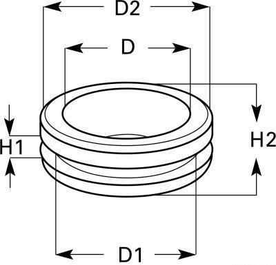 ^ PVC DOORVOERTULE DICHT ZWART 18X28X30MM (h=6,7) (a=1,8) (25) 2