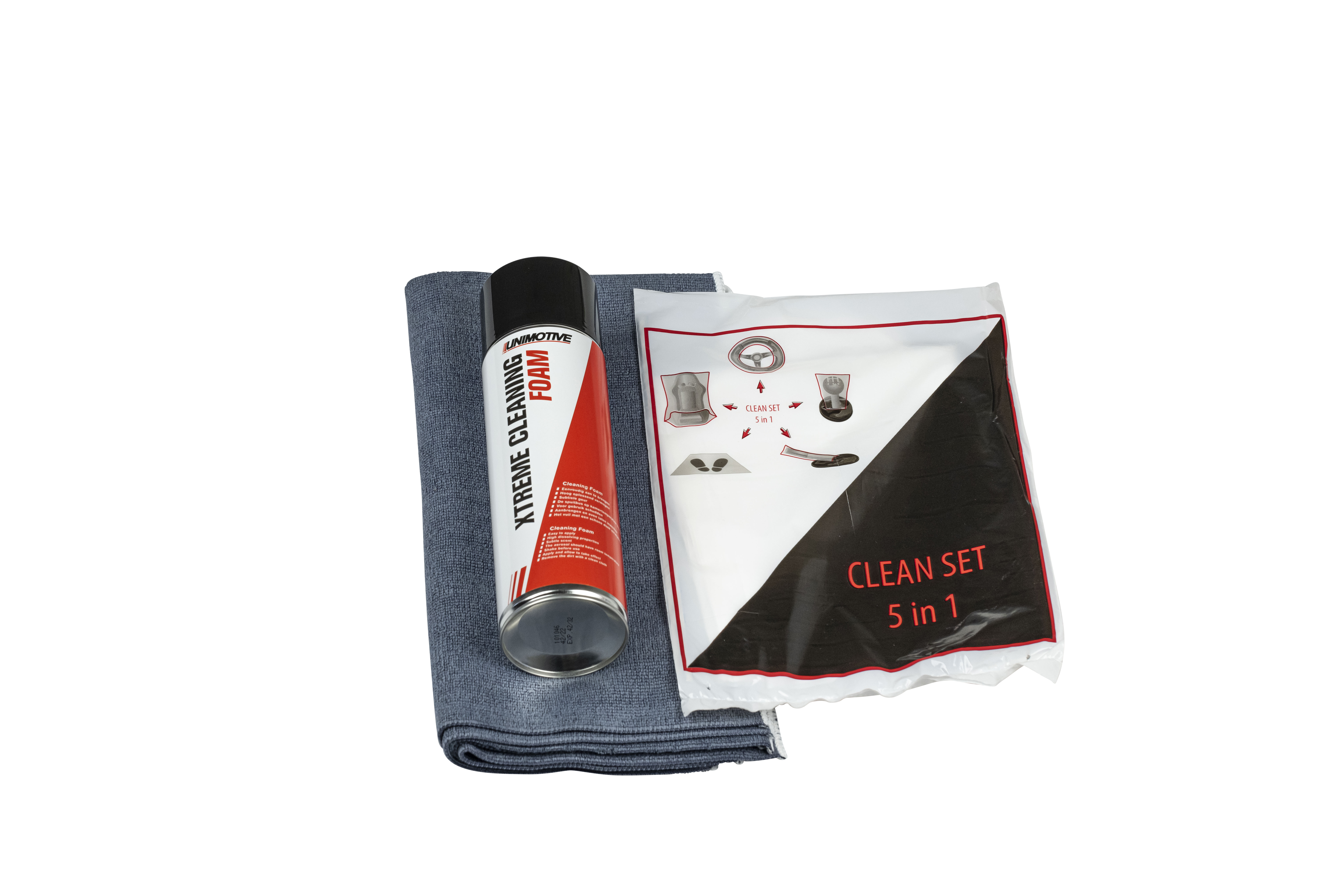 BUNDELACTIE STOEL/STUUR/POOK/HANDREM/VLOER BESCHERMING INCL. FOAMSPRAY + DOEK (3-DELIG)