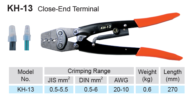 KRIMPGEREEDSCHAP VOOR GEÏSOLEERDE ADEREINDHULZEN 0,5-6,0MM2