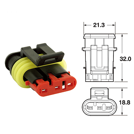 AMP SUPERSEAL (#1,5) 3-PINS VROUW